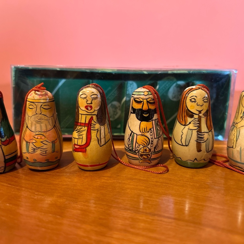 Vintage Models Holland Set Of Christmas Ornaments Wooden Hand Painted